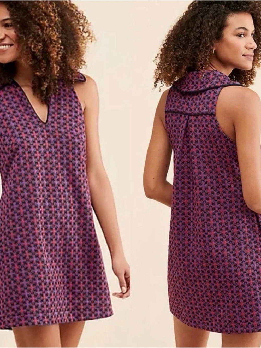 Anthropologie Purple & Pink Geometric Mini Dress